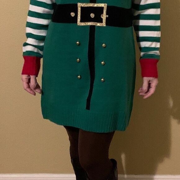 United States Sweater Holiday Elf Sweater (or size small sweater dress) - Picture 7 of 7